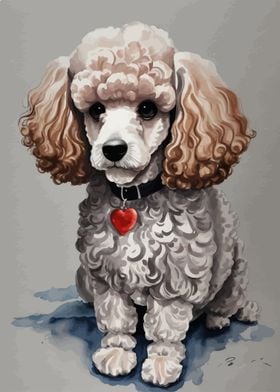 Poodle dog watercolor art