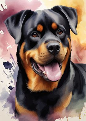 Rottweiler dog watercolor