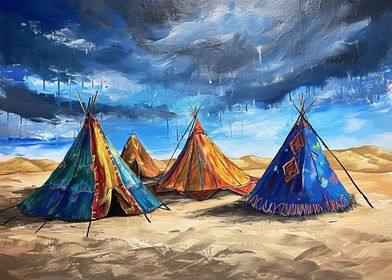 Tribal tent camp in the de