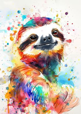 Funny Sloth Watercolor