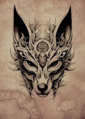 Kitsune Mask Stained No3