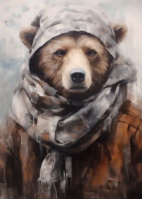 Brown Bear Enduring Winter