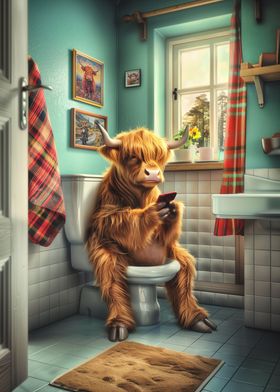 Highland Cow in Bathroom