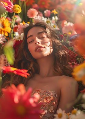 Gorgeous Woman Flower Bath