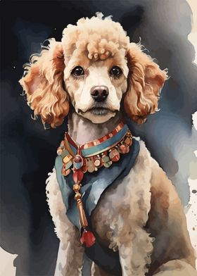 Poodle dog watercolor