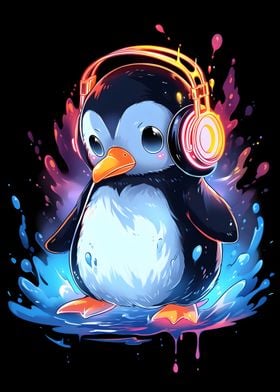 Penguin Headphones Drip