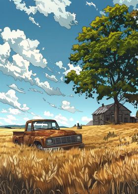 Dodge Pickup Wheat Field