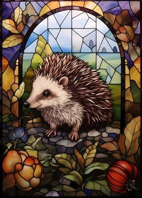 Hedgehog Stained Glass