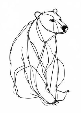 Lines art animal bear