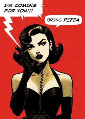 Comic phone bring pizza