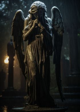 Angel statue crying