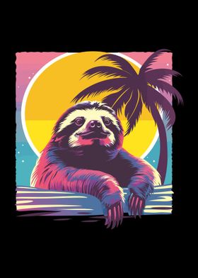Retro Sunset Sloth
