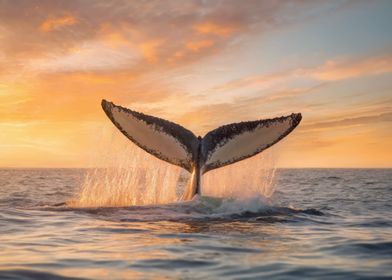 Whale tail splashing