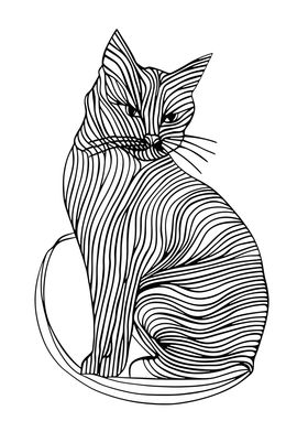 Lines art animal cat