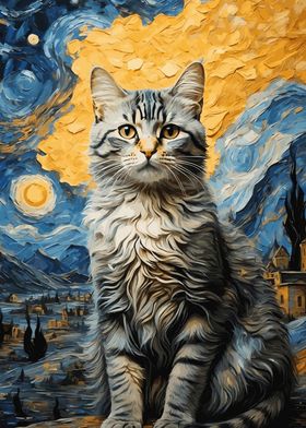 Starry Night Cat