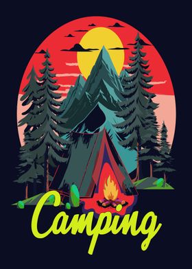 Camping Drawing Art