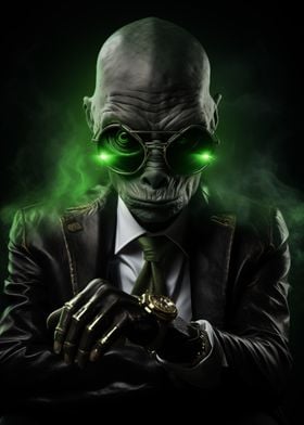 Green alien gangster