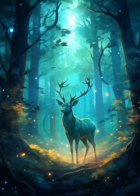 Deer In Forest Mysterious