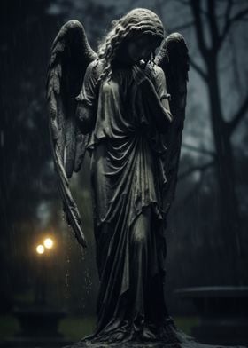 Angel statue crying