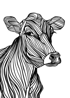 Lines art animal cow