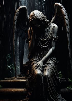 Angel statue crying