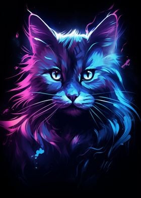 Colorful Neon Cat