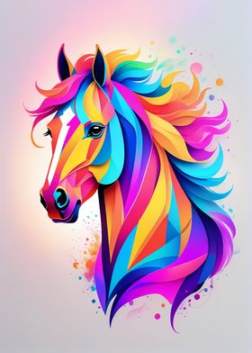 Geometric Color Horse