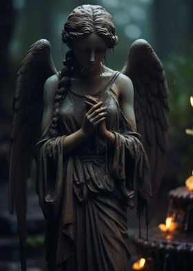 Angel statue crying