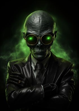 Green alien gangster