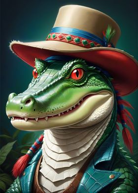 Alligator with Hat