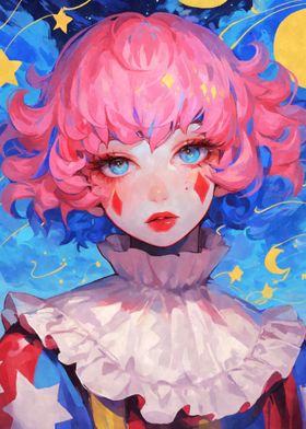 Starry Night Clown Girl