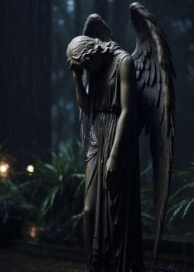 Angel statue crying