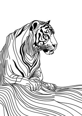 Lines art animal tiger