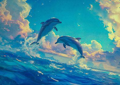 watercolor dolphin