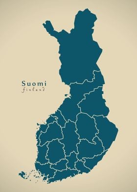 Finland map with regions