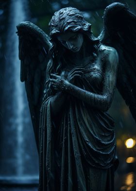 Angel statue crying