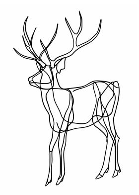Lines art animal deer