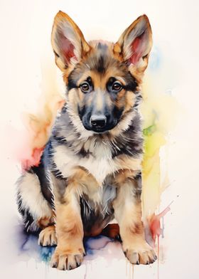 German shepherd Watercolor