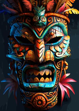 Indigenous Tiki Tribe Mask
