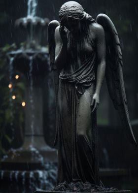 Angel statue crying