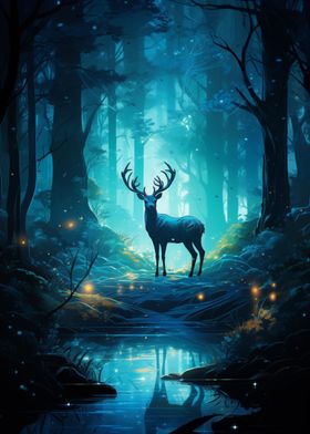 Deer In Forest Mysterious