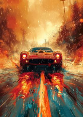 Classic Red Sports Car Art