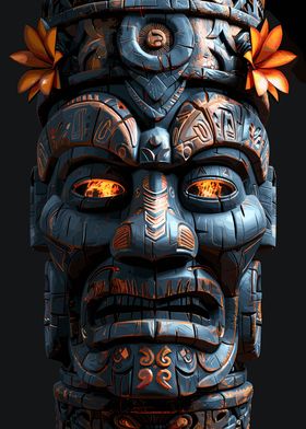 Dark Indigenous Tiki Mask