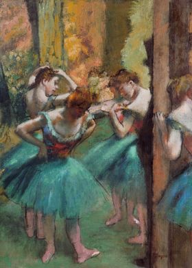 Dancers in Pink and Green