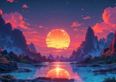Mountain sunset landscape