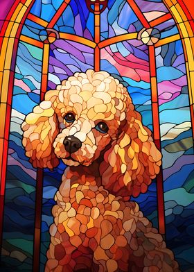 Poodle dog Stained Glass