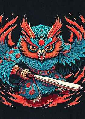 Owl Samurai Vector