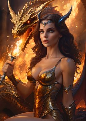 Warrior with golden dragon
