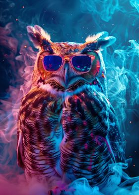 Owl In Colorful Paint