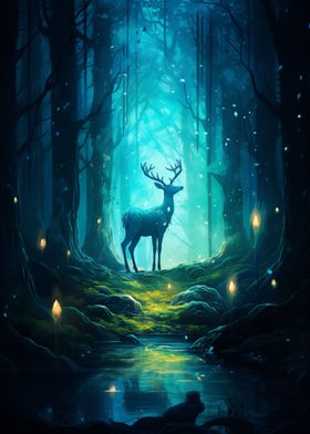 Deer In Forest Mysterious